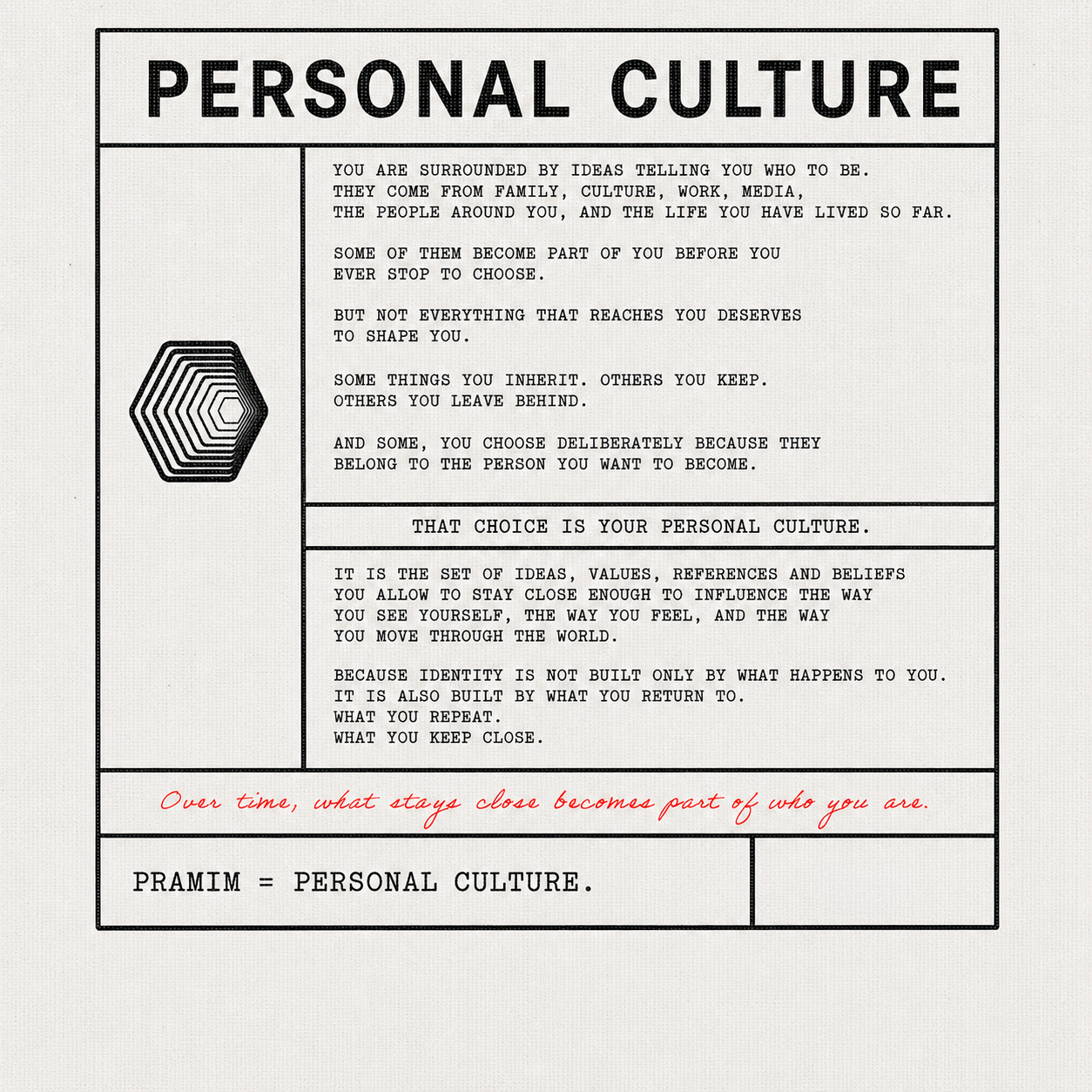 PERSONAL CULTURE manifesto poster